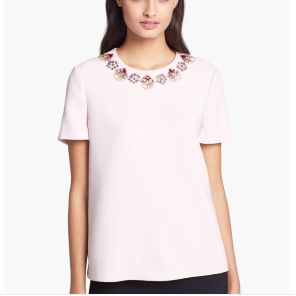 NWT Kate Spade pale pink jewel embellished blouse